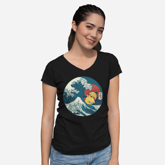 Kanagawa Violence Rubber Duck-Womens-V-Neck-Tee-tobefonseca