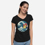 Kanagawa Violence Rubber Duck-Womens-V-Neck-Tee-tobefonseca