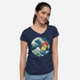 Kanagawa Violence Rubber Duck-Womens-V-Neck-Tee-tobefonseca