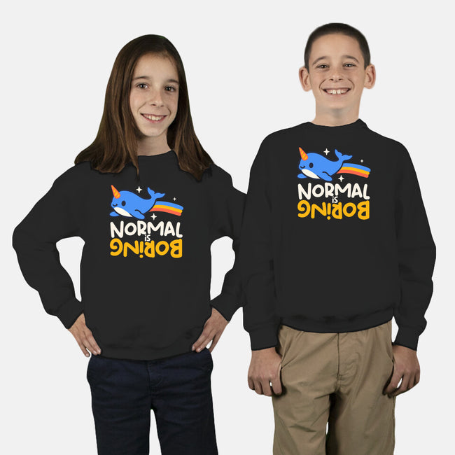 Normal Is Boring Narwhal-Youth-Crew Neck-Sweatshirt-NemiMakeit
