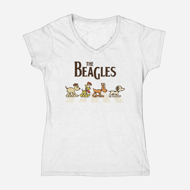 Vintage Beagles-Womens-V-Neck-Tee-kg07