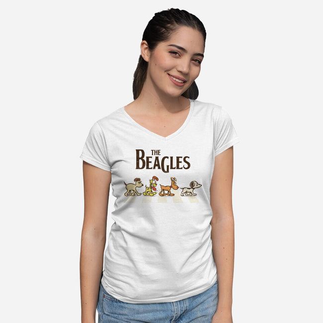 Vintage Beagles-Womens-V-Neck-Tee-kg07
