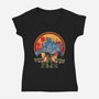 Heavy Machine Gun Sunset-Womens-V-Neck-Tee-sachpica