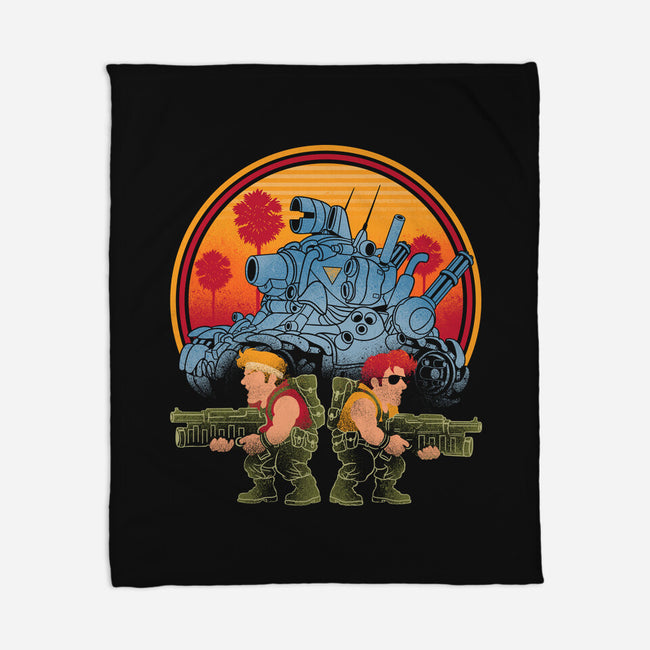 Heavy Machine Gun Sunset-None-Fleece-Blanket-sachpica