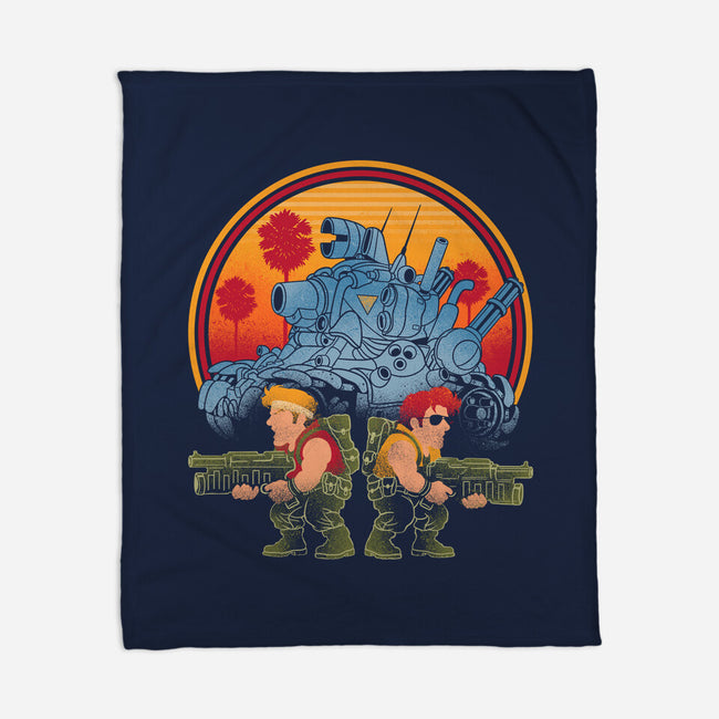 Heavy Machine Gun Sunset-None-Fleece-Blanket-sachpica