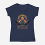 Grayskull Gym-Womens-V-Neck-Tee-teesgeex