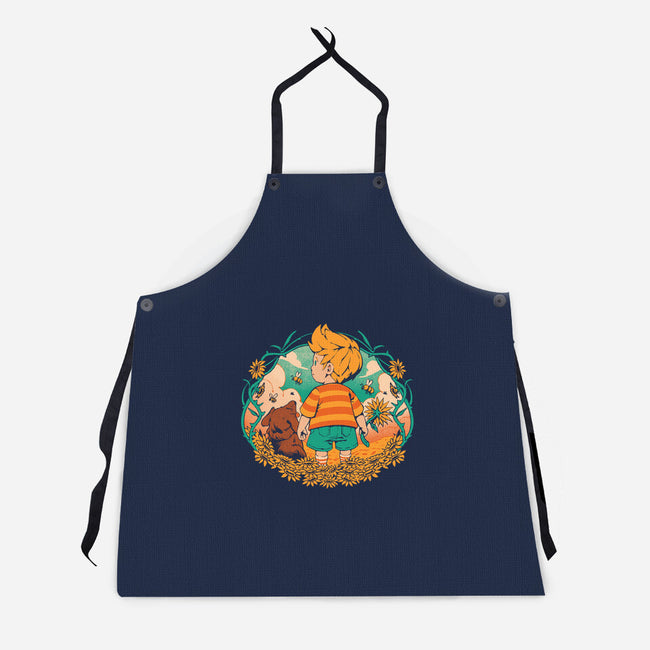 Sunflower Boy-Unisex-Kitchen-Apron-ilustrata