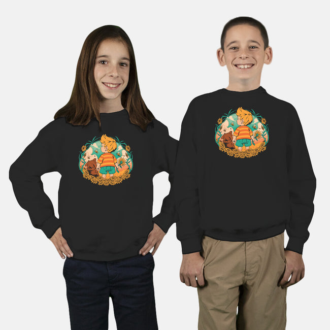 Sunflower Boy-Youth-Crew Neck-Sweatshirt-ilustrata
