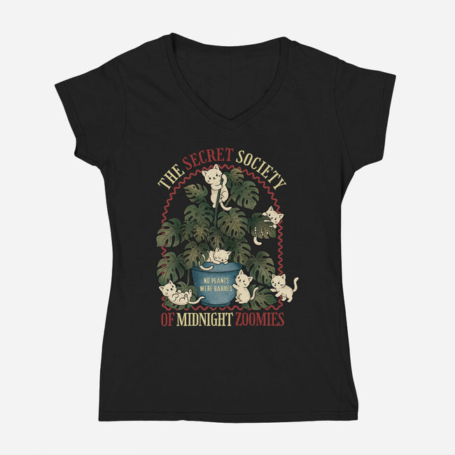 The Secret Society Of Midnight Zoomies-Womens-V-Neck-Tee-Trendlory