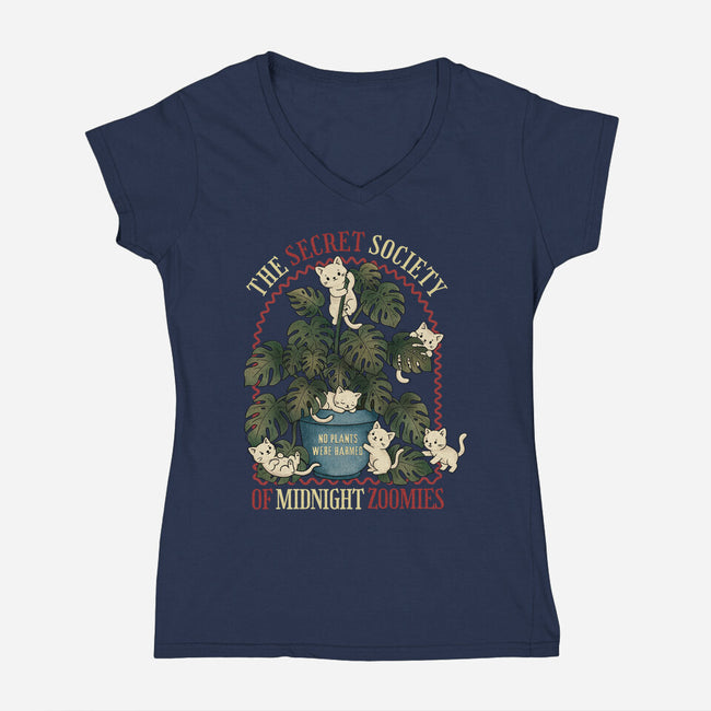 The Secret Society Of Midnight Zoomies-Womens-V-Neck-Tee-Trendlory