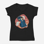 The Distortion Of Time-Womens-V-Neck-Tee-glitchygorilla