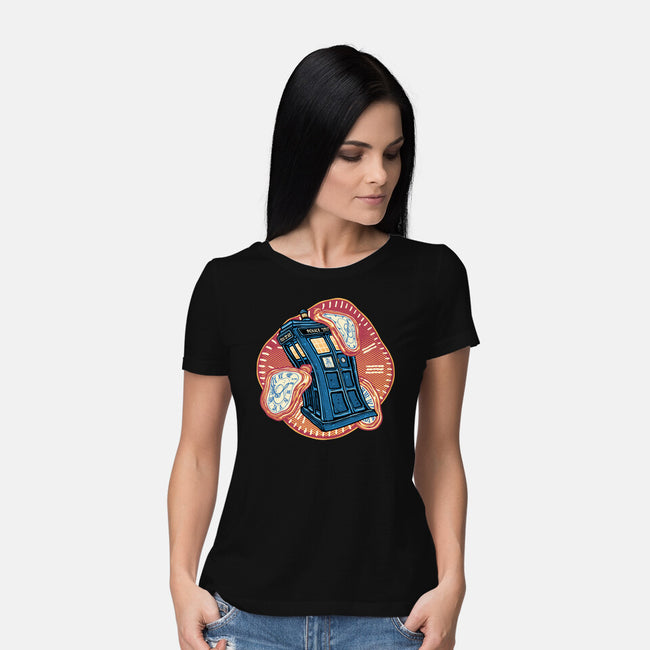 The Distortion Of Time-Womens-Basic-Tee-glitchygorilla