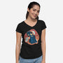 The Distortion Of Time-Womens-V-Neck-Tee-glitchygorilla