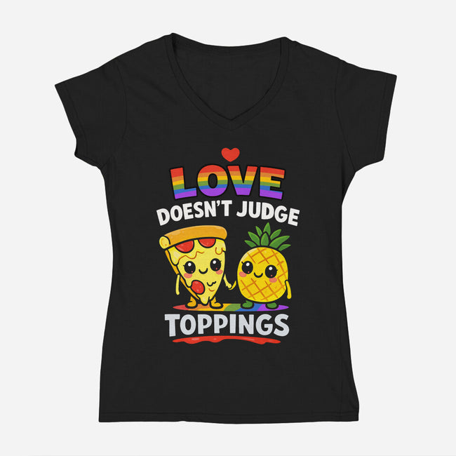 Love Doesn't Judge Topping-Womens-V-Neck-Tee-fanfabio
