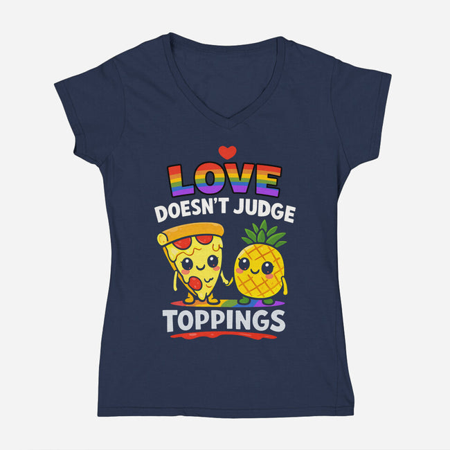 Love Doesn't Judge Topping-Womens-V-Neck-Tee-fanfabio