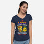 Love Doesn't Judge Topping-Womens-V-Neck-Tee-fanfabio