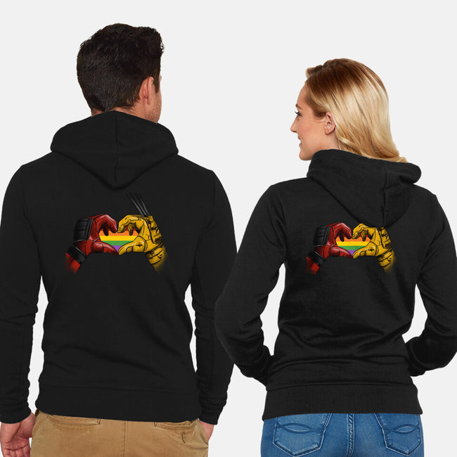 Mutant Love Rainbow-Unisex-Zip-Up-Sweatshirt-fanfabio