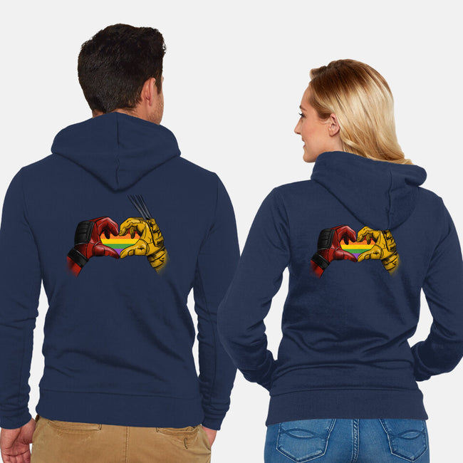 Mutant Love Rainbow-Unisex-Zip-Up-Sweatshirt-fanfabio