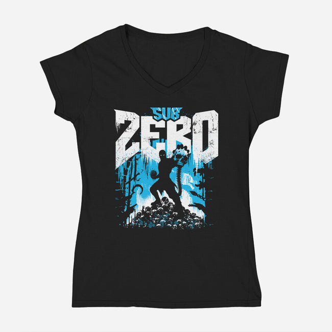 Zero Slayer-Womens-V-Neck-Tee-rocketman_art