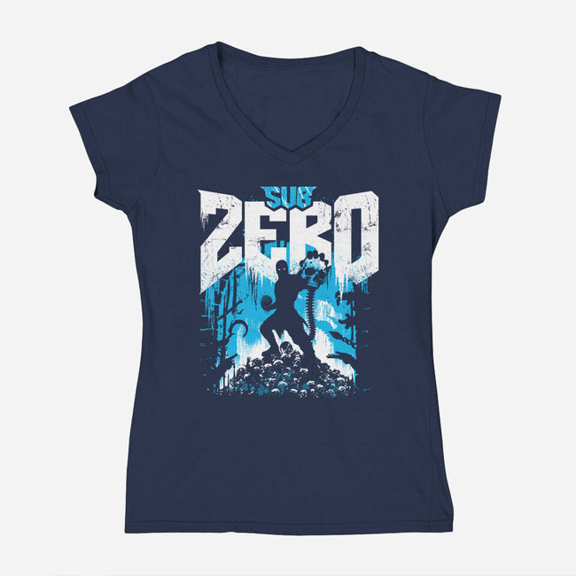 Zero Slayer-Womens-V-Neck-Tee-rocketman_art