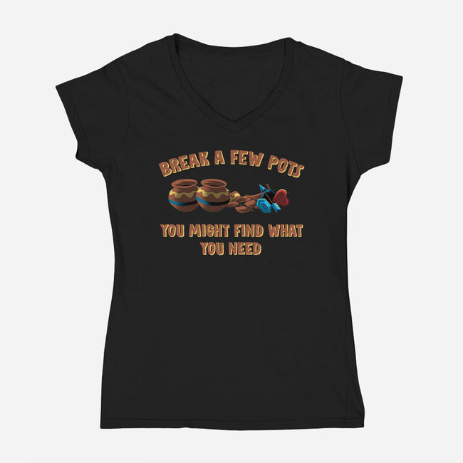Break A Few Pots-Womens-V-Neck-Tee-rmatix