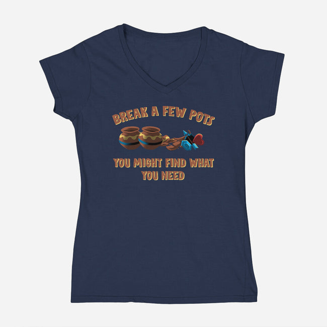 Break A Few Pots-Womens-V-Neck-Tee-rmatix