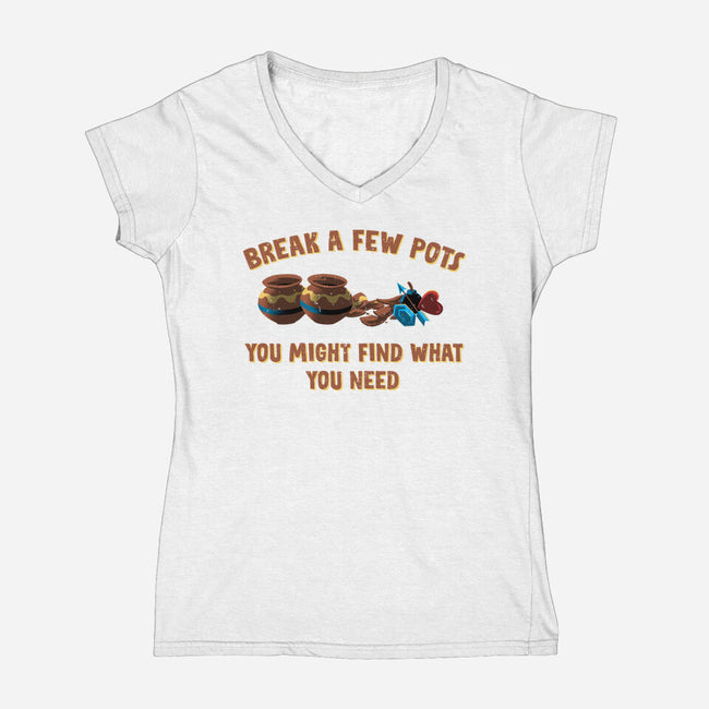 Break A Few Pots-Womens-V-Neck-Tee-rmatix