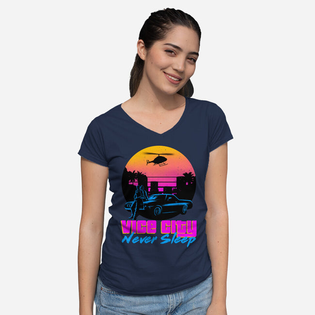 Never Sleep-Womens-V-Neck-Tee-rmatix