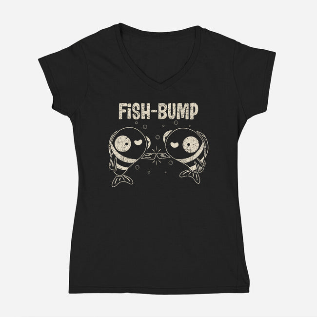 Fish Bump-Womens-V-Neck-Tee-turborat14