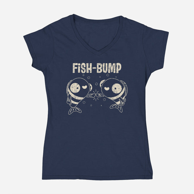 Fish Bump-Womens-V-Neck-Tee-turborat14