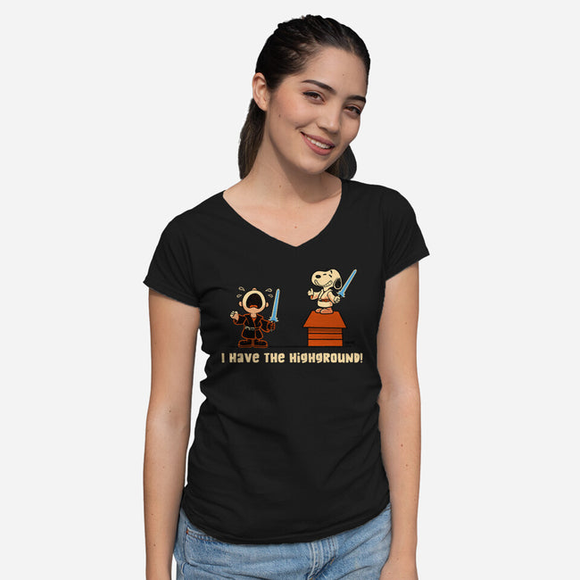 I Have The Highground-Womens-V-Neck-Tee-worlddominationforcats
