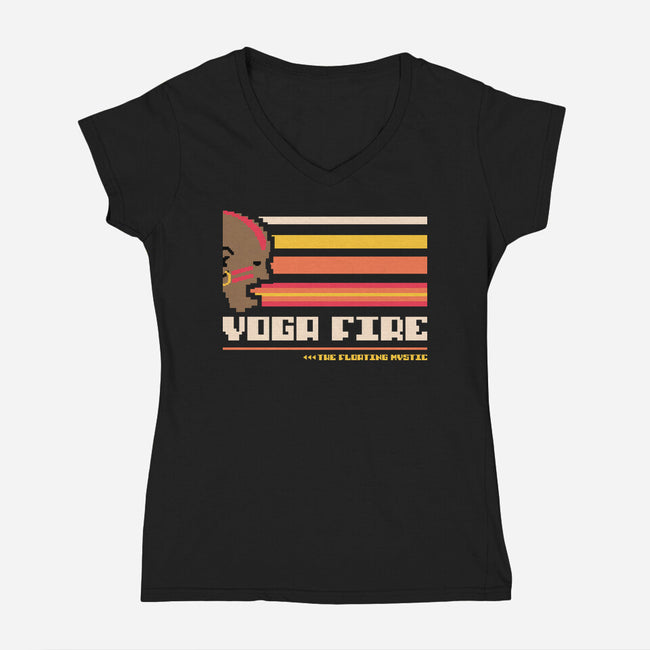 Yoga Fire-Womens-V-Neck-Tee-spoilerinc