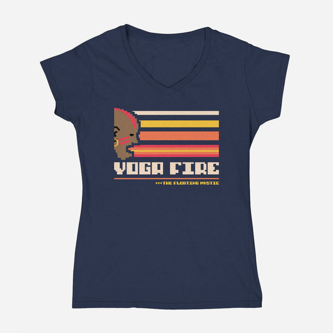 Yoga Fire-Womens-V-Neck-Tee-spoilerinc