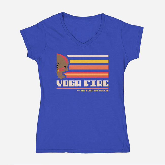 Yoga Fire-Womens-V-Neck-Tee-spoilerinc