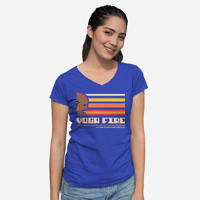 Yoga Fire-Womens-V-Neck-Tee-spoilerinc
