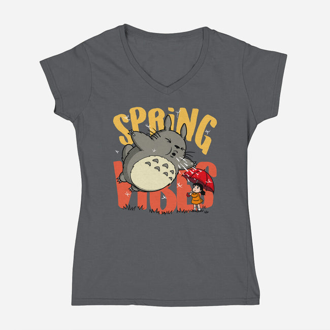 Spring Vibes Totoro-Womens-V-Neck-Tee-OPIPPI