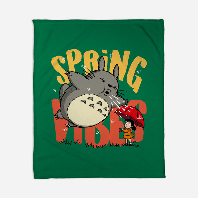 Spring Vibes Totoro-None-Fleece-Blanket-OPIPPI