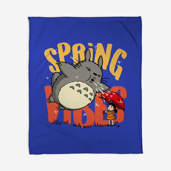Spring Vibes Totoro-None-Fleece-Blanket-OPIPPI