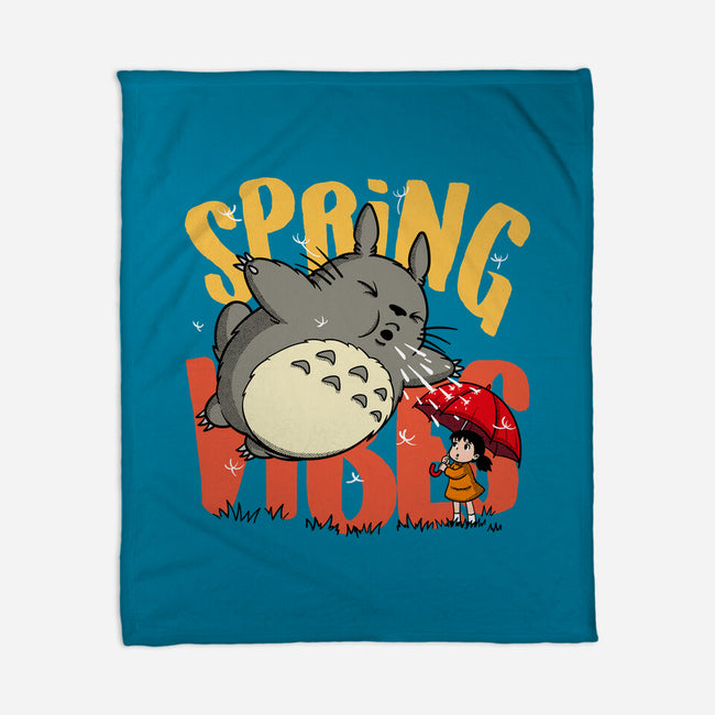 Spring Vibes Totoro-None-Fleece-Blanket-OPIPPI