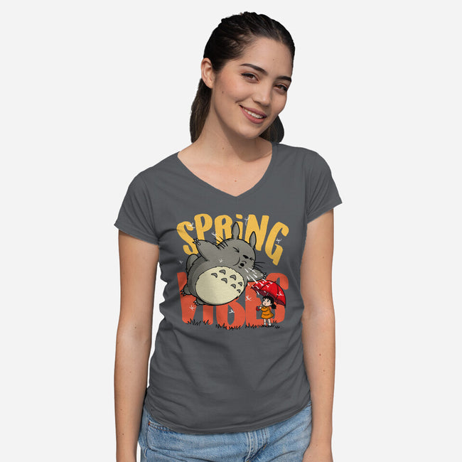 Spring Vibes Totoro-Womens-V-Neck-Tee-OPIPPI
