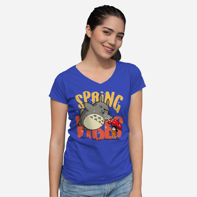 Spring Vibes Totoro-Womens-V-Neck-Tee-OPIPPI