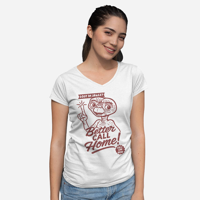 Better Call Home-Womens-V-Neck-Tee-OPIPPI