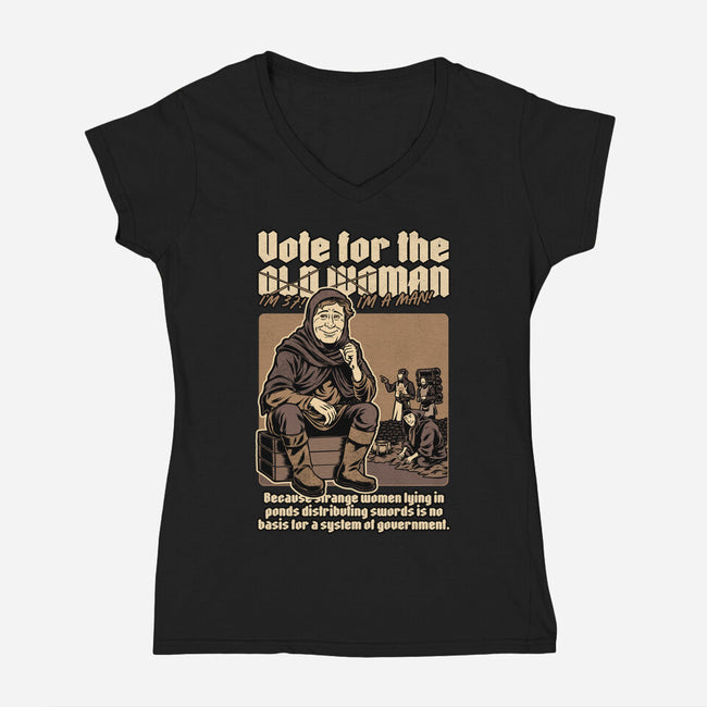 Vote For Old Woman-Womens-V-Neck-Tee-Studio Mootant