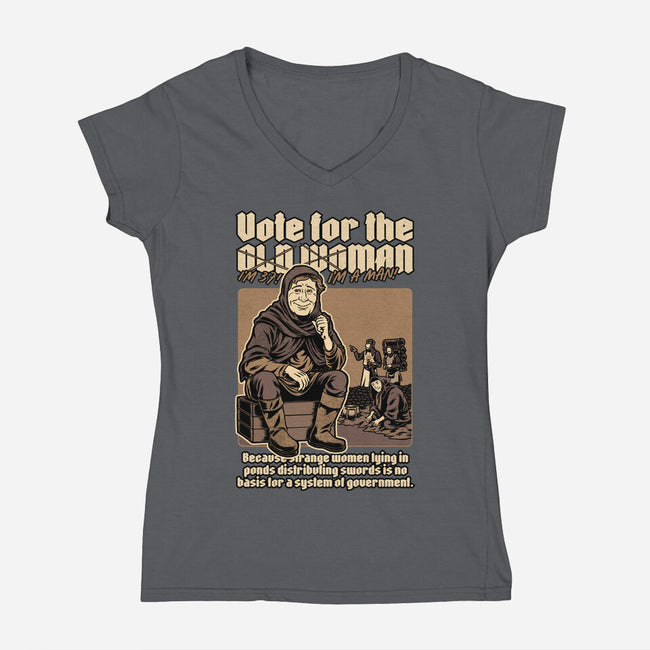 Vote For Old Woman-Womens-V-Neck-Tee-Studio Mootant