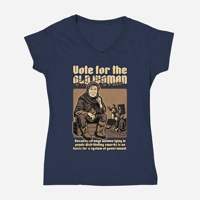 Vote For Old Woman-Womens-V-Neck-Tee-Studio Mootant