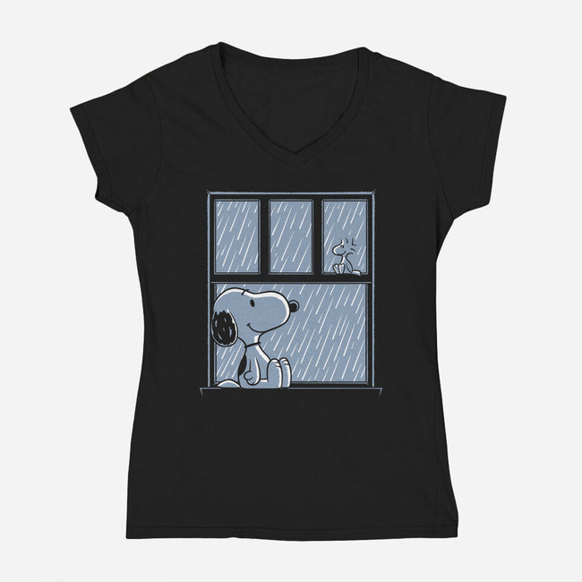 Rainy Day Beagle-Womens-V-Neck-Tee-Studio Mootant
