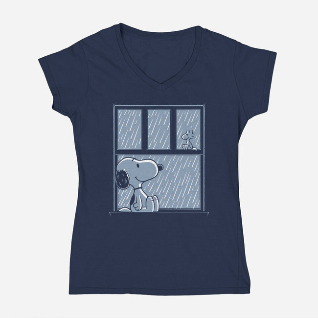 Rainy Day Beagle-Womens-V-Neck-Tee-Studio Mootant