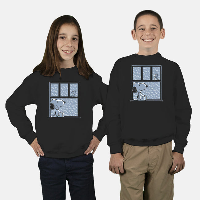 Rainy Day Beagle-Youth-Crew Neck-Sweatshirt-Studio Mootant