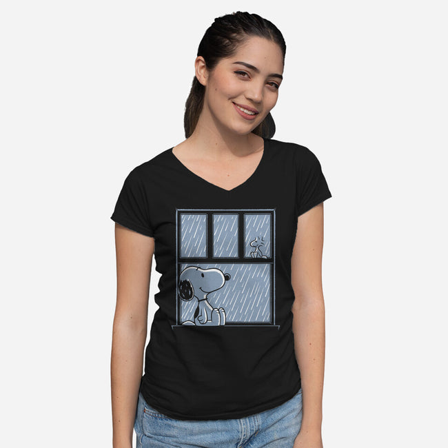Rainy Day Beagle-Womens-V-Neck-Tee-Studio Mootant