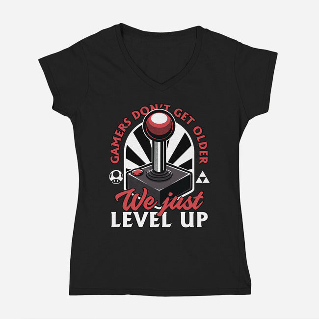 Joystick Gamer Level UP-Womens-V-Neck-Tee-Studio Mootant